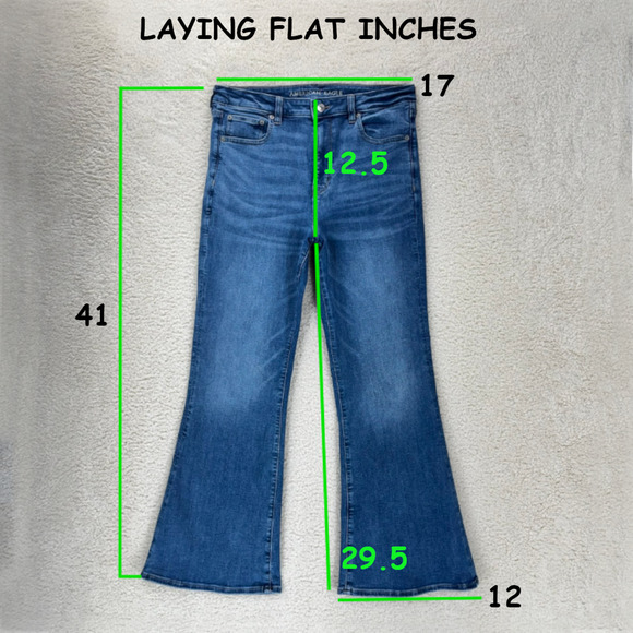 American Eagle Next Level Stretch Super Hi-Rise Flare Women Jeans 14 Retro Y2K - Picture 3 of 11